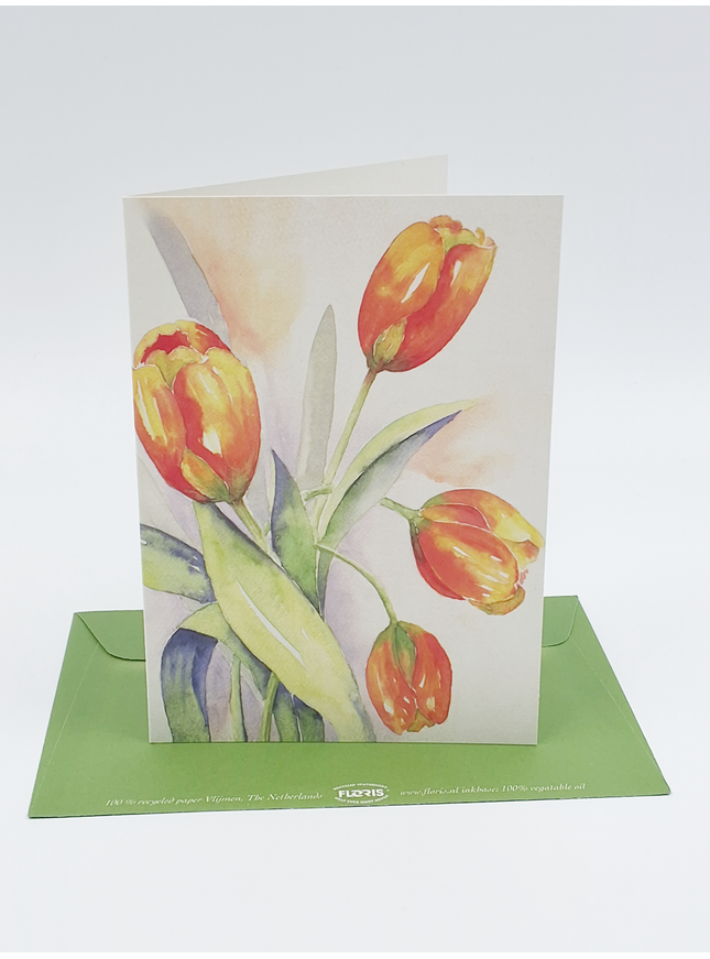 Orange tulips greeting card