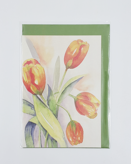 Wenskaart oranje tulpen