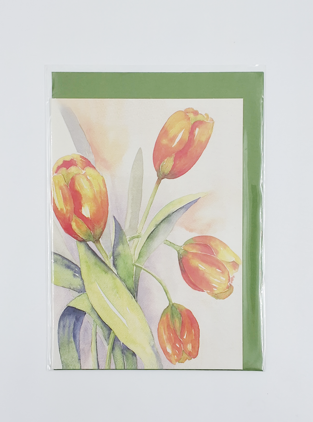 Wenskaart oranje tulpen