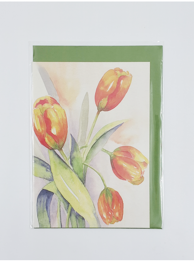 Orange tulips greeting card