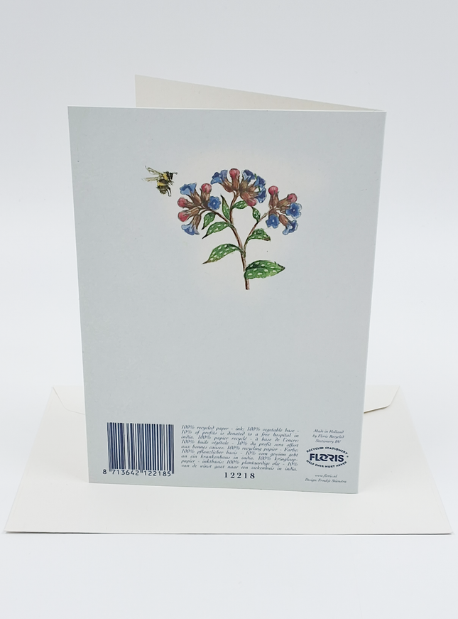 Wenskaart blauwe druifjes longkruid vlinder