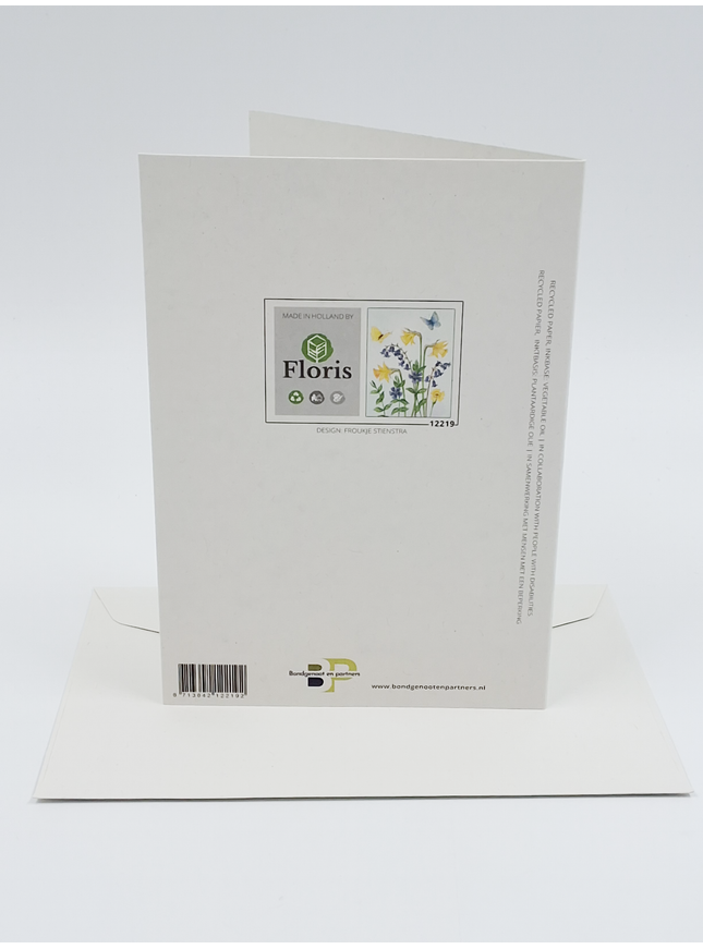 Greeting card daffodils bluebells butterflies