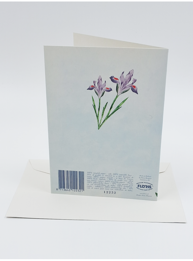 Greeting card purple red irises