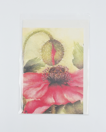 Wenskaart klaproos met knop