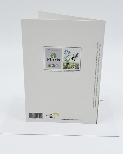 Wenskaart 2 koolmeesjes vergeetmeniet