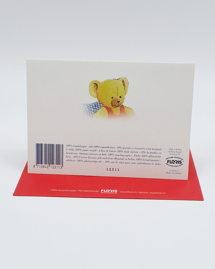 Wenskaart ooievaar baby beer