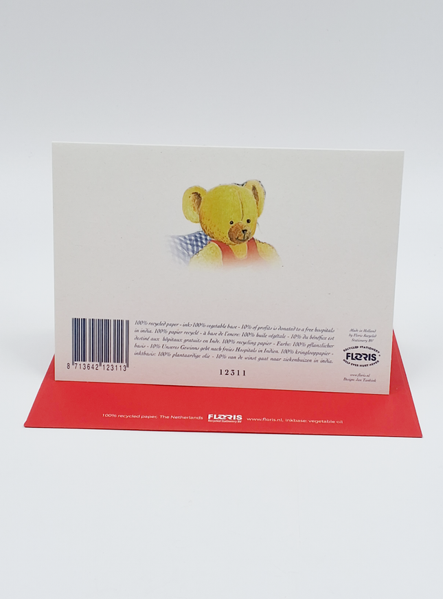 Wenskaart ooievaar baby beer