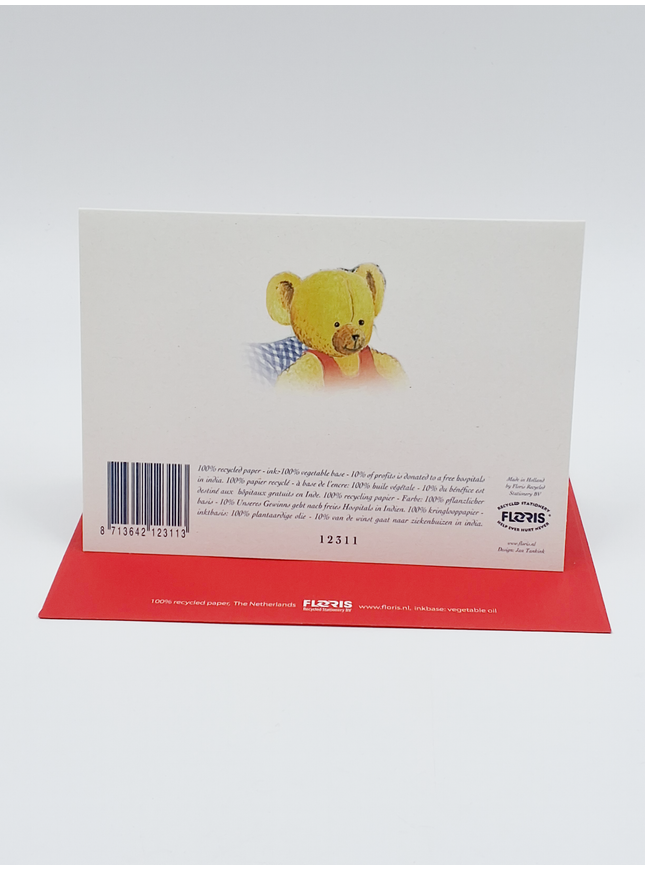 Stork baby bear greeting card