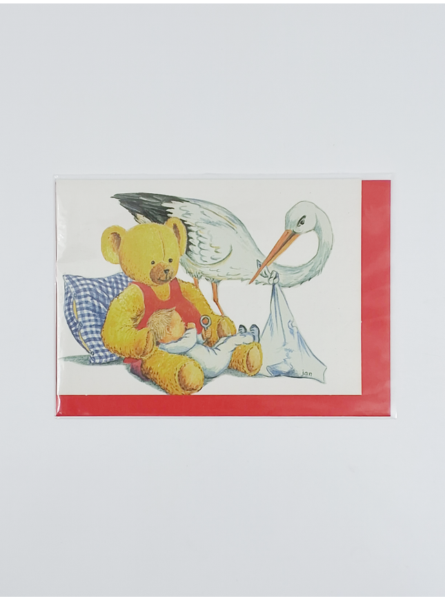 Stork baby bear greeting card