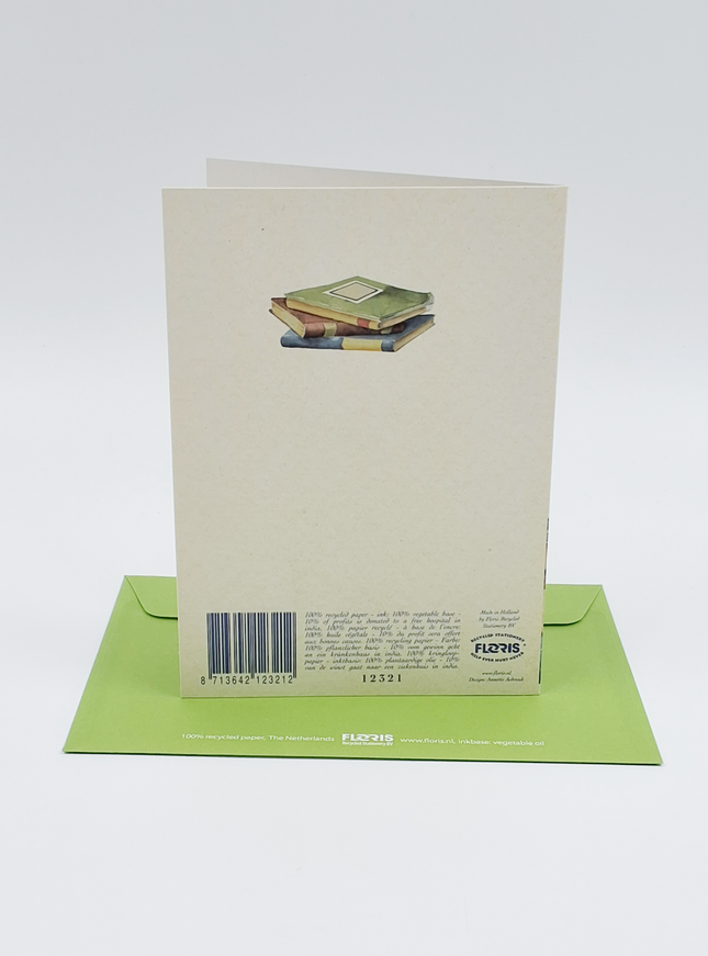 Wenskaart uil, boeken geslaagd