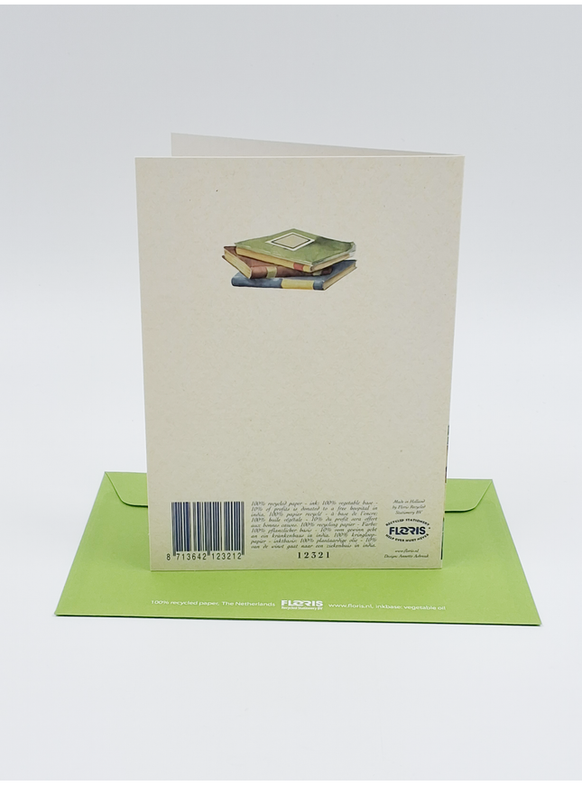 Wenskaart uil, boeken geslaagd