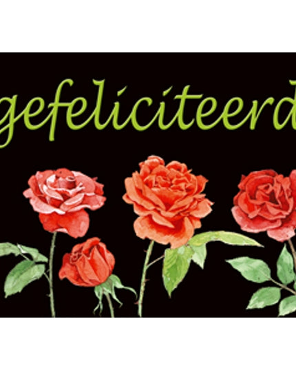 Wenskaart 4 rozen, gefeliciteerd
