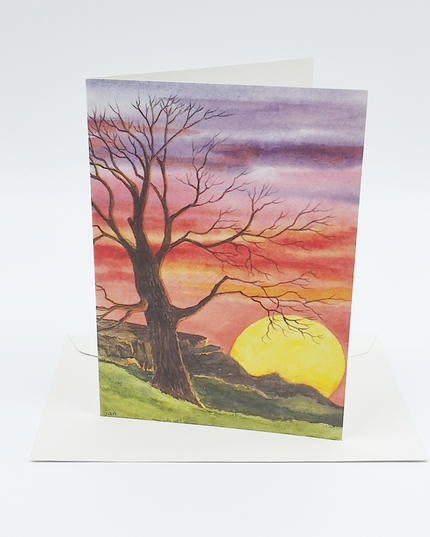 Wenskaart boom zonsondergang condoleance