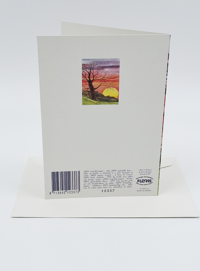 Wenskaart boom zonsondergang condoleance