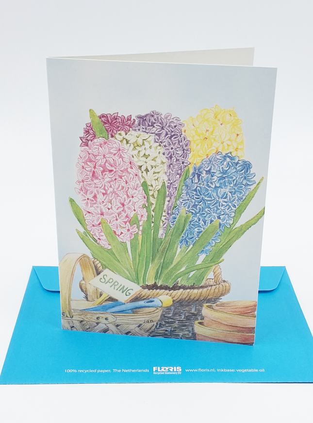 Wenskaart hyacinten in mand