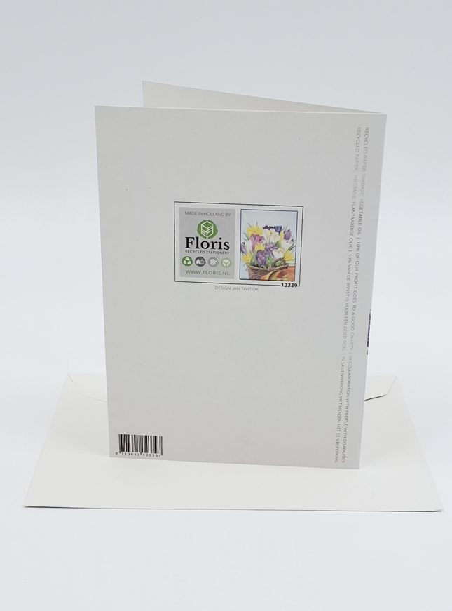 Wenskaart crocussen in mand