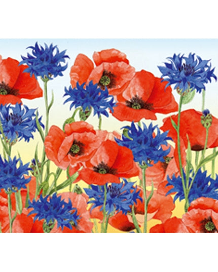 Wenskaart korenbloem klaprozen