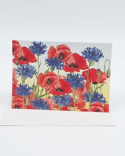 Wenskaart korenbloem klaprozen