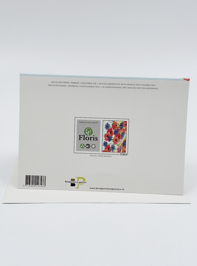 Wenskaart korenbloem klaprozen