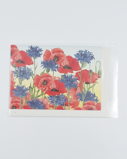 Wenskaart korenbloem klaprozen