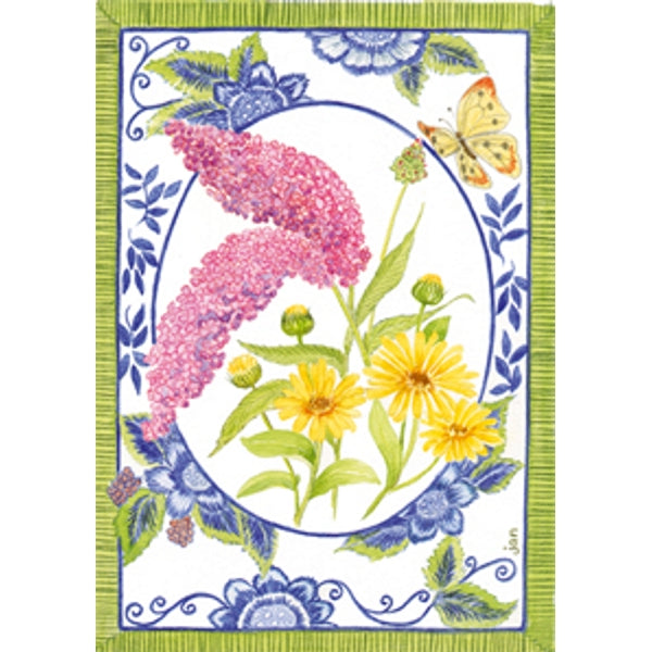 Wenskaart vlinderstruik delfsblauw