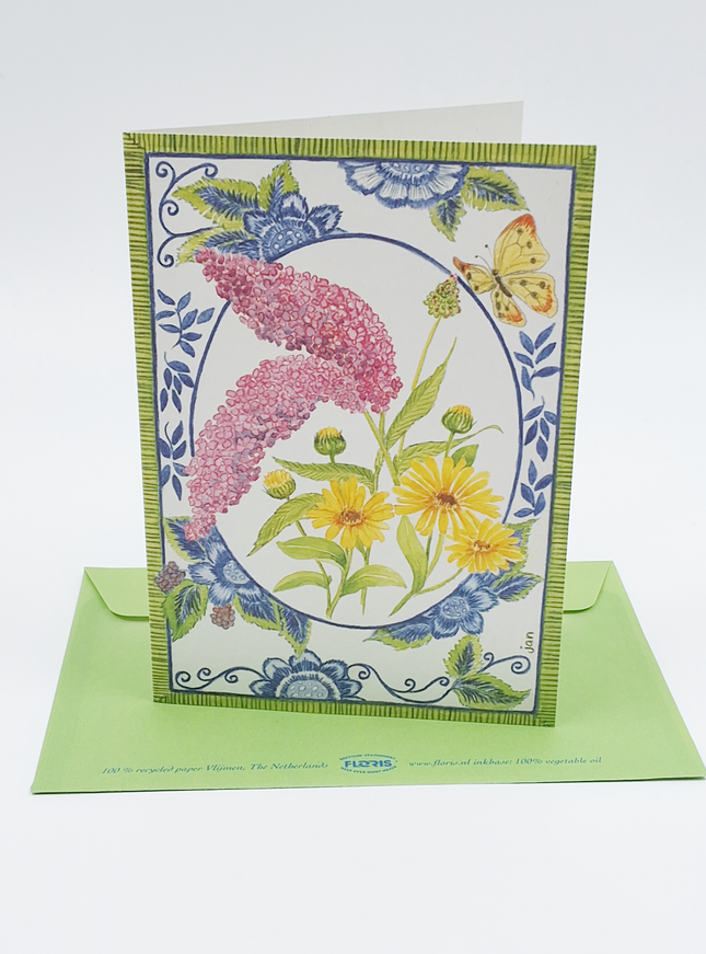 Wenskaart vlinderstruik delfsblauw