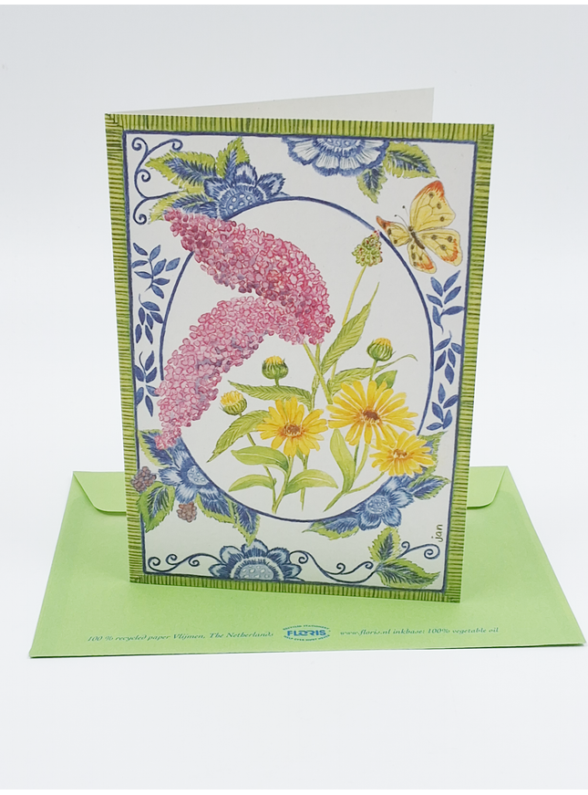 Wenskaart vlinderstruik delfsblauw