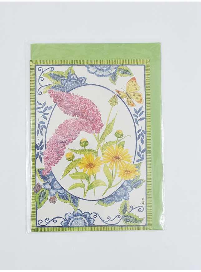 Wenskaart vlinderstruik delfsblauw