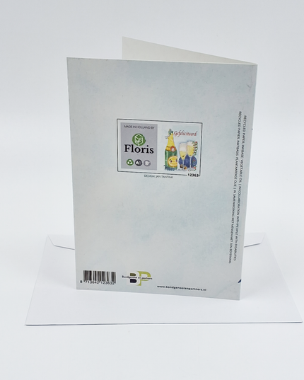 Wenskaart champagne, gefeliciteerd