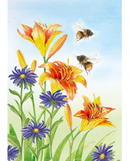 Wenskaart lelies bijen