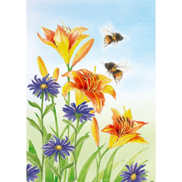 Wenskaart lelies bijen