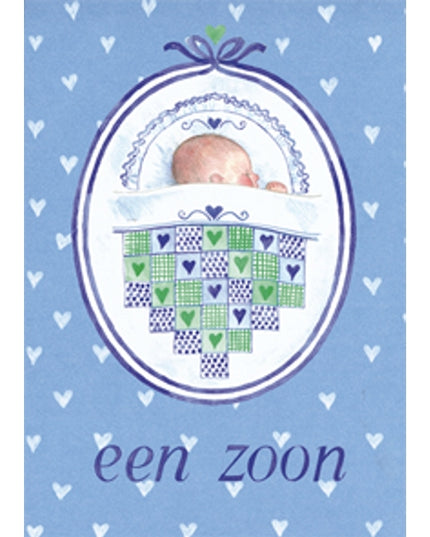 Wenskaart patchwork geboorte zoon
