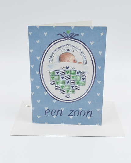 Wenskaart patchwork geboorte zoon