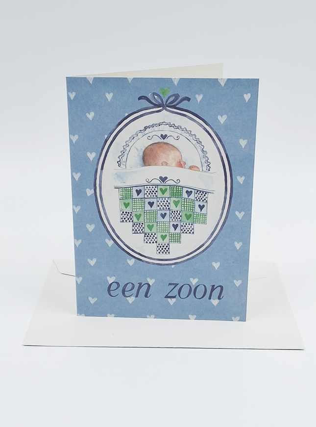 Wenskaart patchwork geboorte zoon