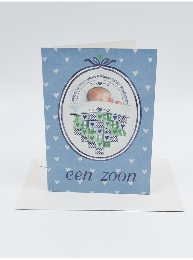 Patchwork birth son greeting card