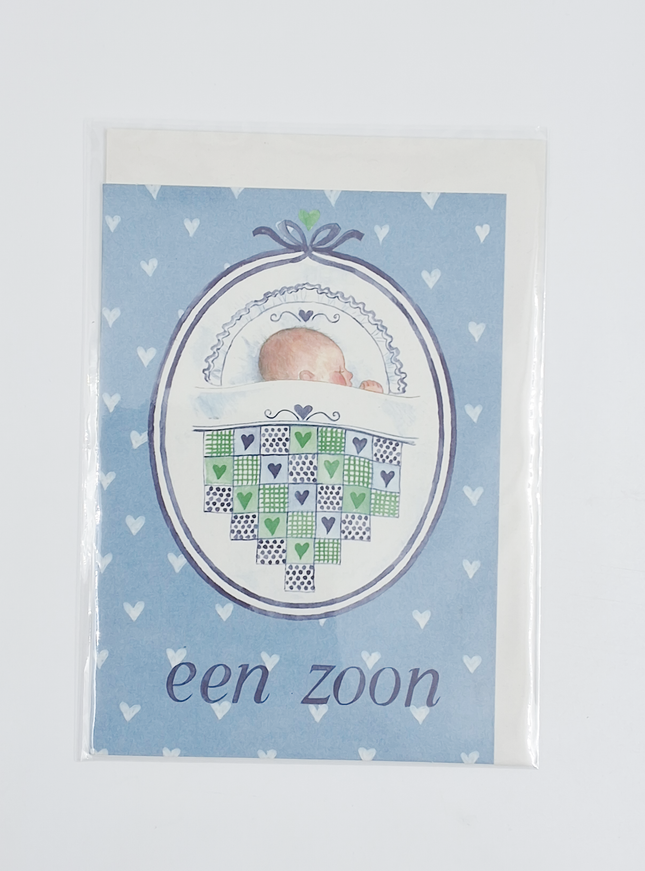 Wenskaart patchwork geboorte zoon