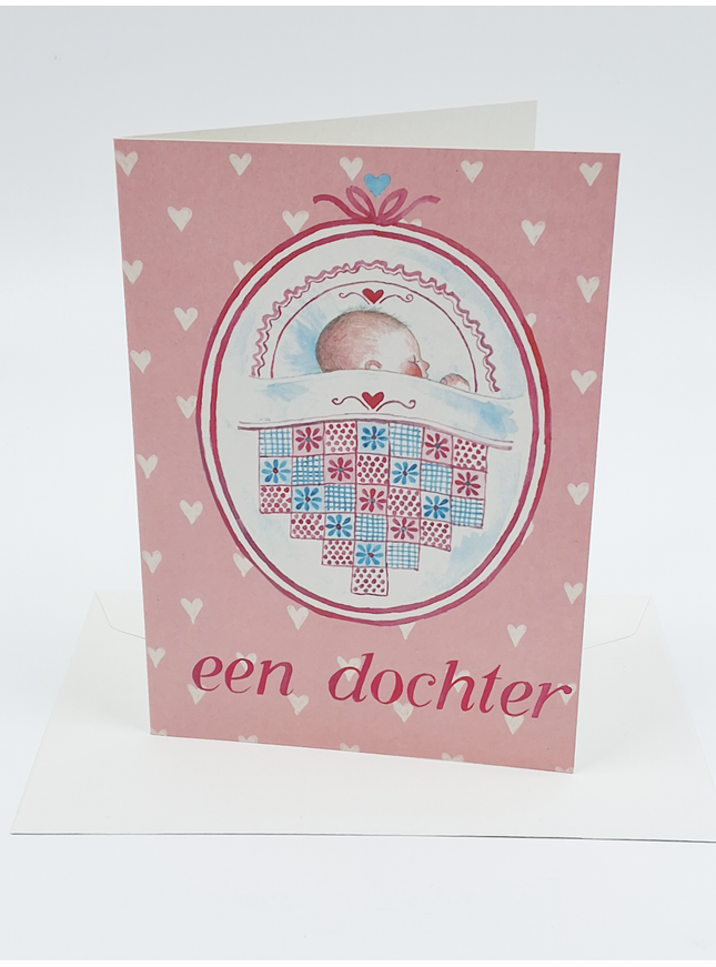 Patchwork birth daughter greeting card