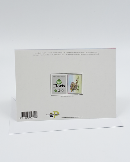 Wenskaart bolderkar bloemen goudvink