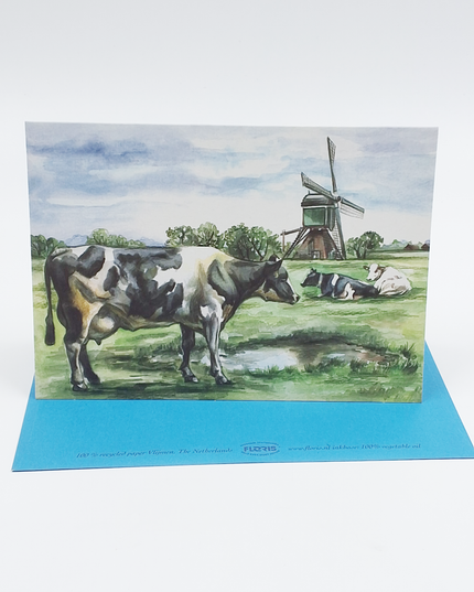 Wenskaart koe molen