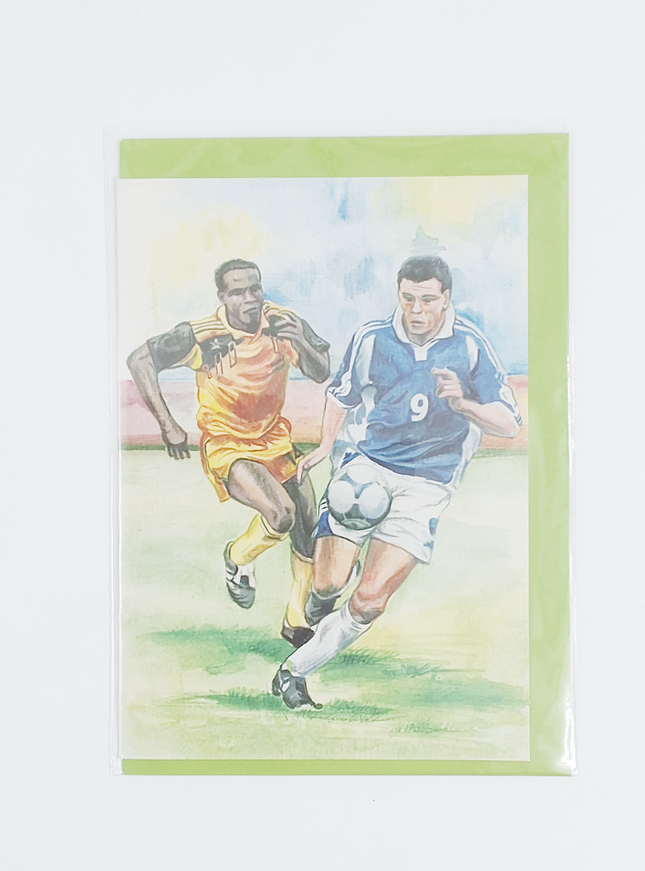 Wenskaart 2 voetballers