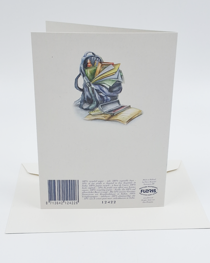 Wenskaart schooltas, diploma