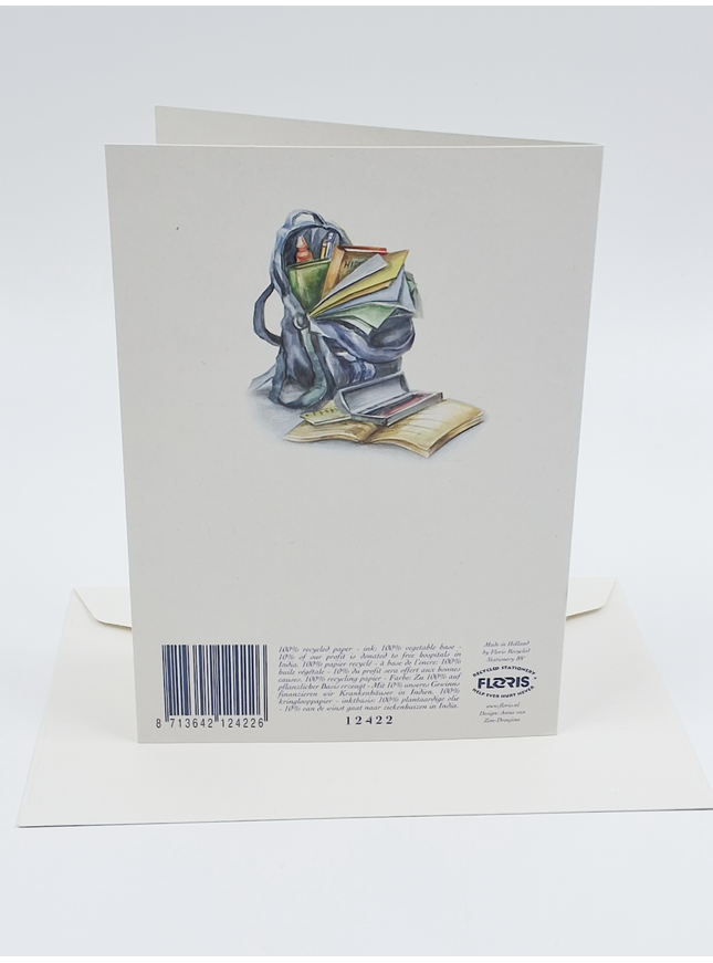 Greeting card school bag, diploma