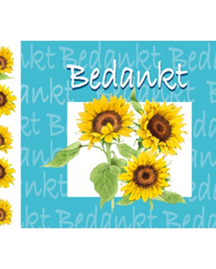 Wenskaart zonnebloemen, bedankt