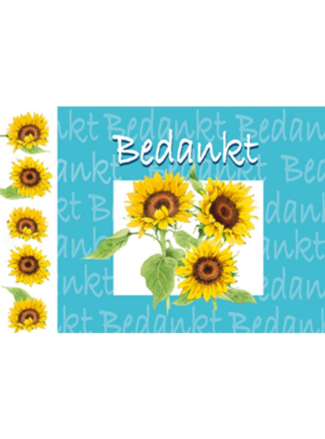Wenskaart zonnebloemen, bedankt