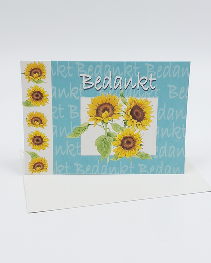 Wenskaart zonnebloemen, bedankt