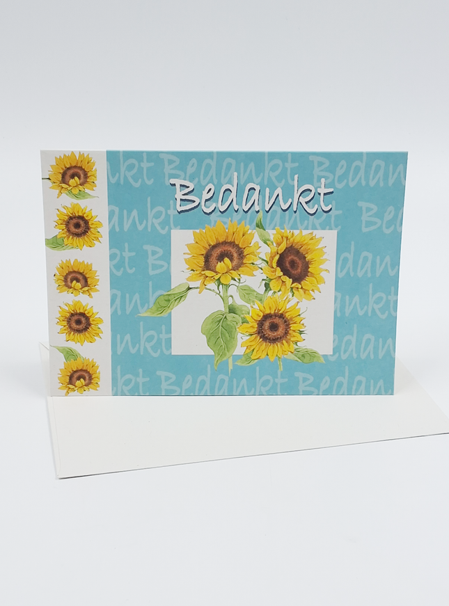 Wenskaart zonnebloemen, bedankt