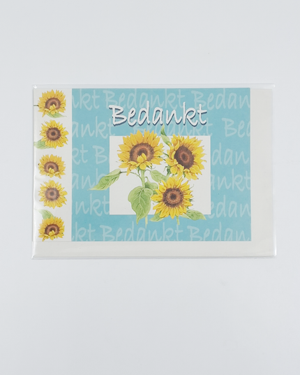 Wenskaart zonnebloemen, bedankt