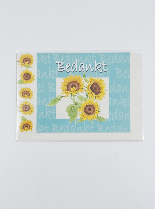 Wenskaart zonnebloemen, bedankt