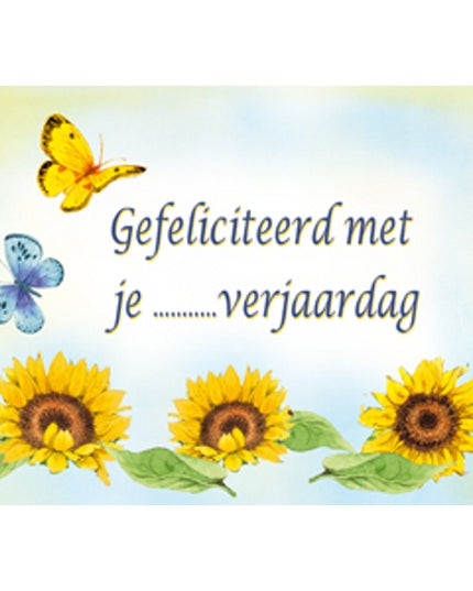 Wenskaart zonnebloemen vlinder, gefeliciteerd met je ... verjaardag