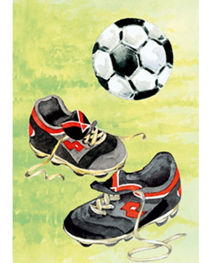 Wenskaart voetbalschoenen voetbal